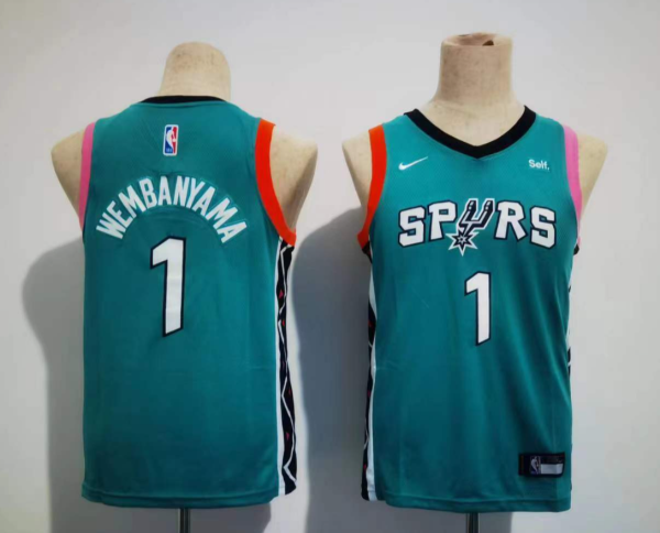 NBA San Antonio Spurs #1 Victor Wembanyama Teal 2022/23 City Edition Swingman Youth Jersey