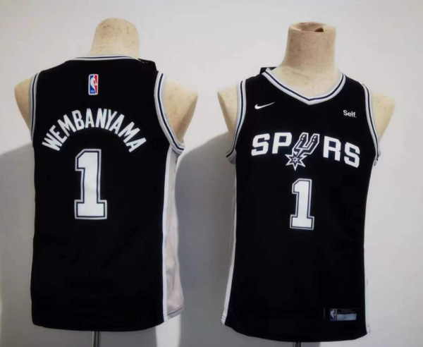 NBA San Antonio Spurs #1 Victor Wembanyama Black Youth Jersey