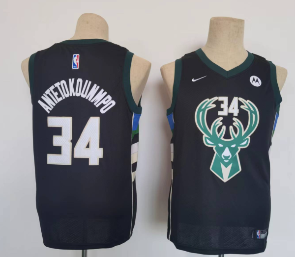 NBA Milwaukee Buck #34 Giannis Antetokounmpo Black Youth Jersey