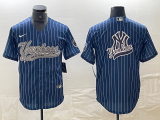 Men's New York Yankees Navy Team Big Logo Cool Base Stitched Baseball Jersey