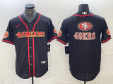 Men's San Francisco 49ers Black Team Big Logo With Patch Cool Base Baseball Stitched Jersey