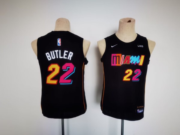 NBA Heat #22 Butler 2018-19 City Edition Black Youth  Nike Jersey