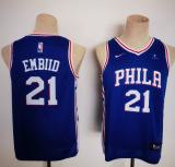 Philadelphia 76ers #21 Joel Embiid Blue Youth Nike Jersey