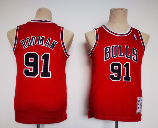 NBA Chicago Bulls #91 Roman Red  Throwback Youth Jersey