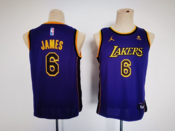 NBA Los Angeles Lakers #6 James Purple Youth  Nike Jersey