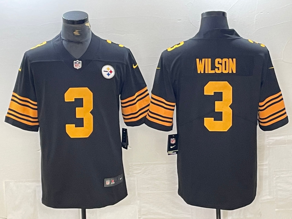 Men's Pittsburgh Steelers #3 Russell Wilson Black Color Rush Limited  Jersey