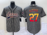 Men's Houston Astros #27 Jose Altuve Gray With Patch Cool Base Stitched Baseball Jersey