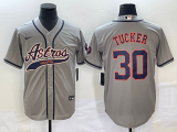 Men's Houston Astros #30 Kyle Tucker Gray With Patch Cool Base Stitched Baseball Jersey