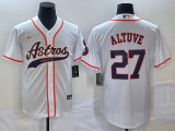 Men's Houston Astros #27 Jose Altuve White With Patch Cool Base Stitched Baseball Jersey