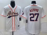 Men's Houston Astros #27 Jose Altuve White With Patch Cool Base Stitched Baseball Jersey