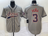 Men's Houston Astros #3 Jeremy Peña Gray With Patch Cool Base Stitched Baseball Jersey