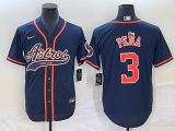 Men's Houston Astros #3 Jeremy Peña Navy With Patch Cool Base Stitched Baseball Jersey