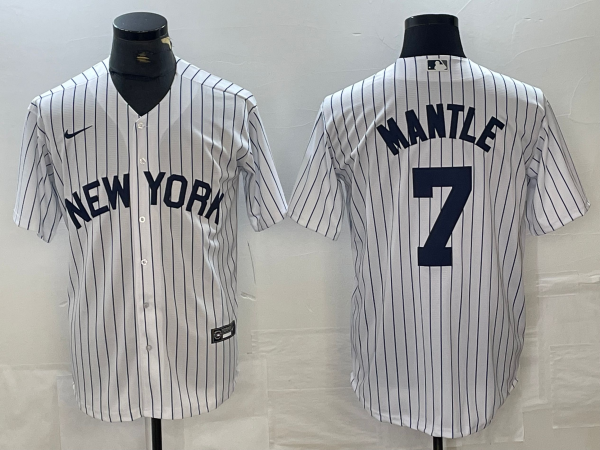 MLB New York Yankees #7 Mantle White Game Nike Jersey