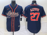 Men's Houston Astros #27 Jose Altuve Navy With Patch Cool Base Stitched Baseball Jersey