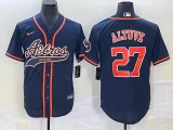 Men's Houston Astros #27 Jose Altuve Navy With Patch Cool Base Stitched Baseball Jersey