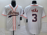 Men's Houston Astros #3 Jeremy Peña White With Patch Cool Base Stitched Baseball Jersey