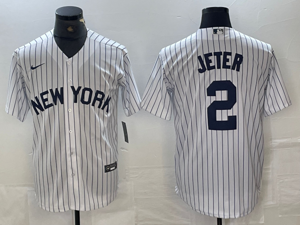 MLB New York Yankees #2 Derek Jeter Navy White Game Nike Jersey