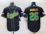 Men's Philadelphia Eagles #26 Saquon Barkley Black Cool Base Stitched Baseball Jersey