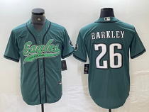 Copy Men's Philadelphia Eagles #26 Saquon Barkley Black Cool Base Stitched Baseball Jersey