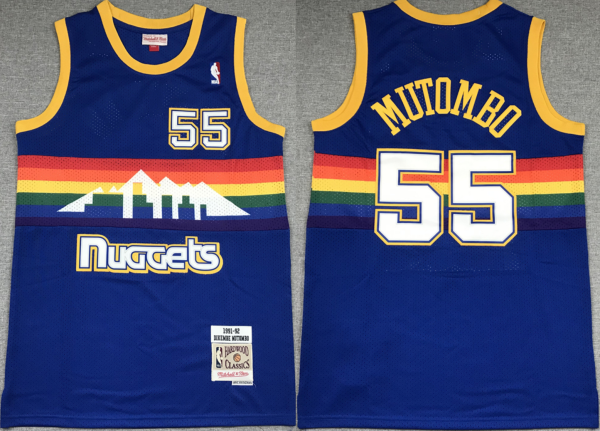 NBA Denver Nuggets #55 Dikembe Mutombo Blue Jersey