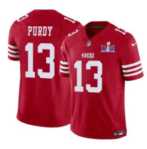 Men's San Francisco 49ers #13 Brock Purdy Red 2024 F.U.S.E. Super Bowl LVIII Patch Vapor Jersey