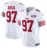 Men's San Francisco 49ers #97 Nick Bosa White 2024 F.U.S.E. Super Bowl LVIII Patch Vapor Jersey