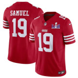 Men's San Francisco 49ers #19 Deebo Samuel Red 2024 F.U.S.E. Super Bowl LVIII Patch Vapor Jersey