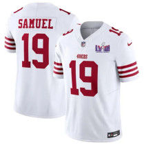 Men's San Francisco 49ers #19 Deebo Samuel White 2024 F.U.S.E. Super Bowl LVIII Patch Vapor Jersey