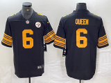 Men's Pittsburgh Steelers #6 Patrick Queen Black Color Rush Limited Jersey