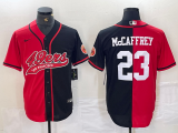 Men's San Francisco 49ers #23 Christian McCaffrey Red/Black Split With Patch Stitch Jersey