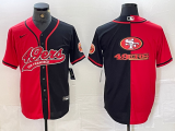 Men's San Francisco 49ers Red/Black Split Team Big Logo With Patch Cool Base Stitched Jersey