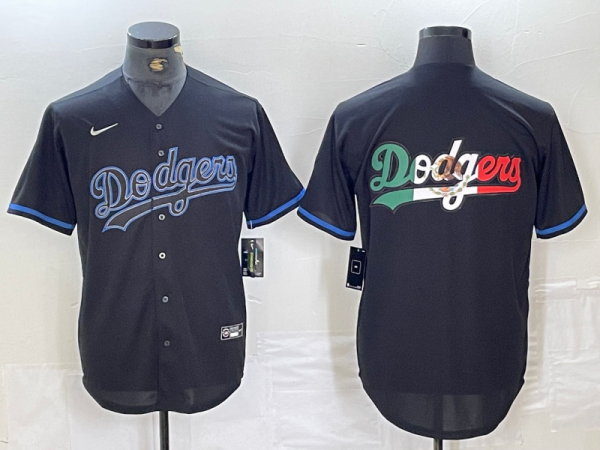 Men's Los Angeles Dodgers Black Blank Game Jersey