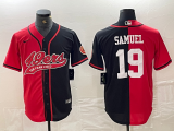 Men's San Francisco 49ers #19 Deebo Samuel Red/Black Split With Patch Stitch Jersey