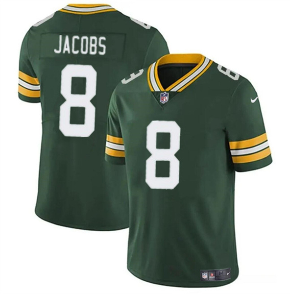 Men's Green Bay Packers #8 Josh Jacobs Green Vapor Limited Stitched Jersey