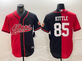 Men's San Francisco 49ers #85 George Kittle Red/Black Split With Patch Stitch Jersey