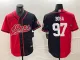 Men's San Francisco 49ers #97 Nick Bosa Red/Black Split With Patch Stitch Jersey