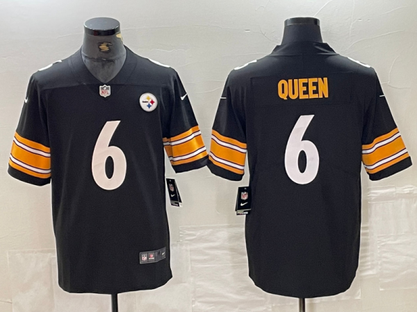 Men's Pittsburgh Steelers #6 Patrick Queen Black Vapor Untouchable Limited Jersey