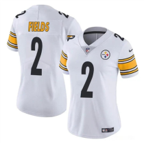 Women's Pittsburgh Steelers #2 Justin Fields White Vapor Football Stitched Jersey