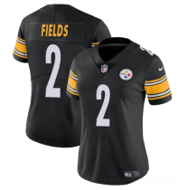 Women's Pittsburgh Steelers #2 Justin Fields Black Vapor Football Stitched Jersey