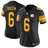 Women's Pittsburgh Steelers #6 Patrick Queen Black Color Rush Football Stitched Jersey