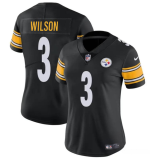 Women's Pittsburgh Steelers #3 Russell Wilson Black Vapor Football Stitched Jersey