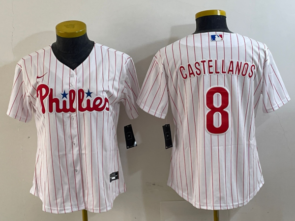 Women Philadelphia Phillies #8 Nick Castellanos White Game Jersey