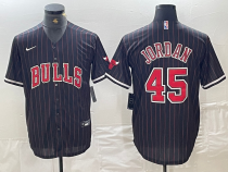 NBA Chicago Bulls #45 Jordan Black Baseball Jersey