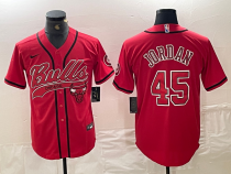 NBA Chicago Bulls #45 Jordan Red Baseball Jersey