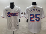 Men's Texas Rangers #25 Jose Leclerc White Champions Nike Game Jersey