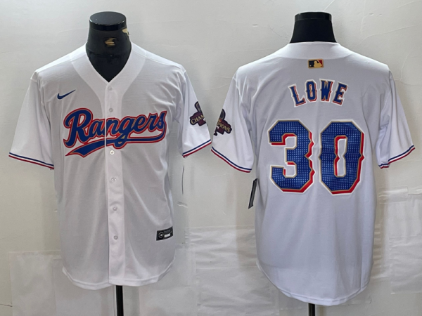 Men's Texas Rangers #30 Nathaniel Lowe White Champions  Nike Game Jersey