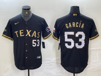 Men's Texas Rangers #53 Adolis García  Black Gold With Patch Cool Base Stitched Baseball jersey