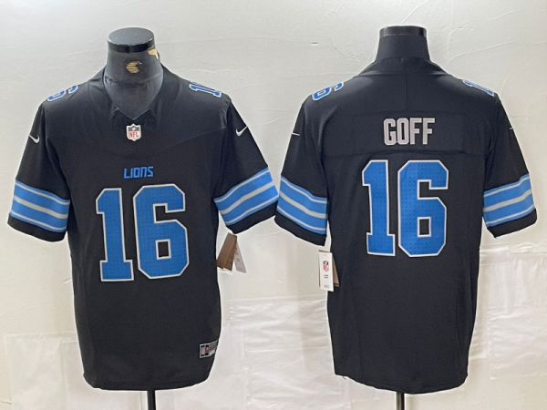 Men's Detroit Lions #16 Jared Goff Black 2024 F.U.S.E. 2nd Alternate Vapor Limited Jersey