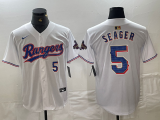 Men's Texas Rangers #5 Corey Seager White Champions Nike Game Jersey