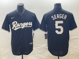 Men's Texas Rangers #5 Corey Seager Black Nike Game Jersey